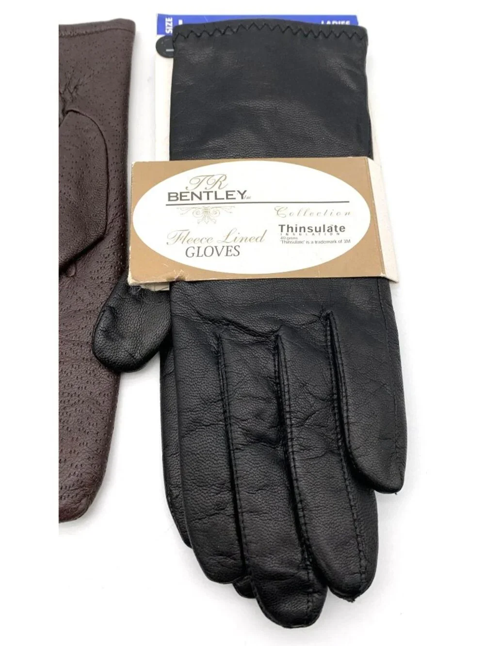 2 Vintage Leather Gloves Black Brown Size L 8 Winter Bentley Thinsulate Fownes